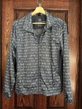 Ariat Ideal Windbreaker Jacket L   Bit  Horseshoes Blue Lightweight Packable