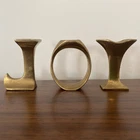 Vintage Solid Brass Joy Candlesticks Christmas Candle Holders Heavy 2-3/4" Tall