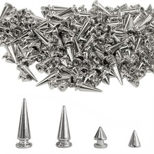 200 Sets Silver Cone Spikes Multiple Sizes Screw Back Studs Punk Rock Bullet Riv