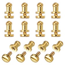 12Set Round Head Button Stud Screw 5mm Brass Chicago Screws Button Rivets Gold,