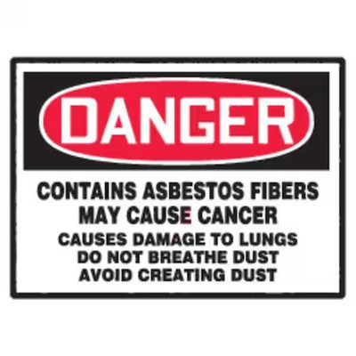 Accuform Lcaw101xve Danger Label, Asbestos Fibers, 3-1/2X5 In, Dura-Vinyl