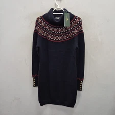 Holland Cooper Jennifer Roll Neck Fair Isle Wool Knit Jumper Midi Dress Medium