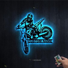 Personalized Dirt Bike Name Sign Home Motorcycle Decor