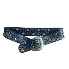 Vintage Leather Streets Ahead Grommet Belt Black