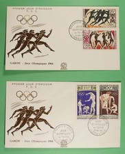 DR WHO 1964 GABON 2 FDC OLYMPICS SPORTS COMBO R40064