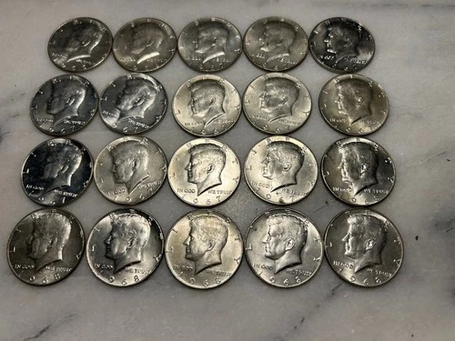 20 Kennedy 1966 - 1969  Half Dollars 40% Silver Very Good Condition # 22