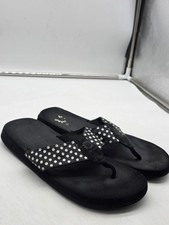Yellow Box Shoes Womens Size 7 Black Polka Dot Thong Flip Flop Sandals Cushioned