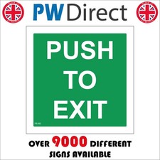 SIGN Push To Exit Door Plaque Button Handle Office School Building Bolt FS182M