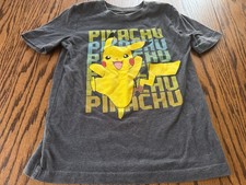 Boys Size 6 Pokemon Pikachu Gray Short Sleeve Tee Shirt Tshirt Jumping Beans