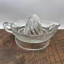 Vintage Hazel Atlas Criss Cross Clear Depression Era Glass Reamer Citrus Juicer