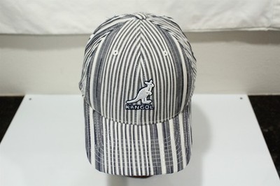 Vintage Cap Kangol Fitted Crinkle Stripe Baseball Hat Gray Embroidered Logo S/M