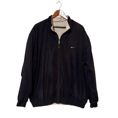 Nike Therma Fit Black Cream Reversible Zip Jacket Vintage Warm Layer