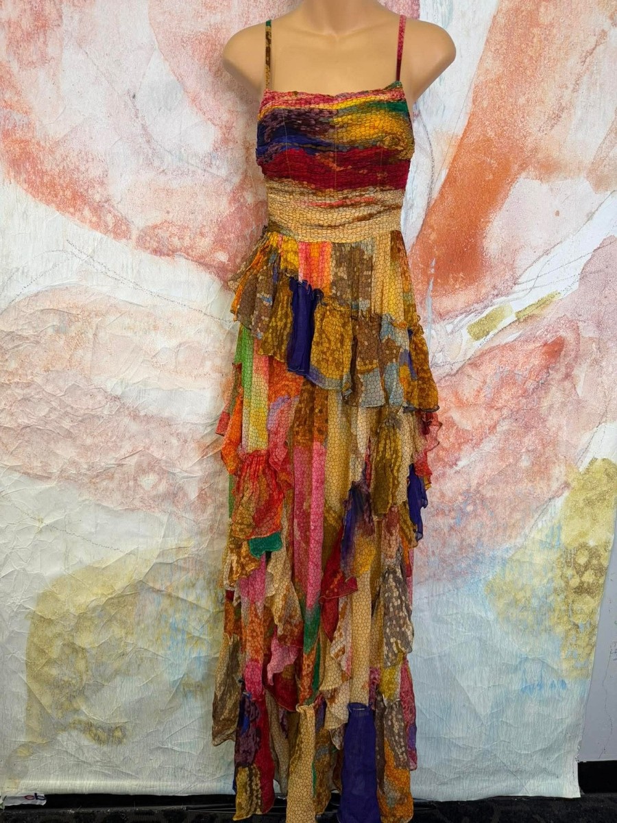 Anthropologie Siddhartha Bansal Paradise Chiffon Tiered Maxi Dress Size XXS  $280 | eBay