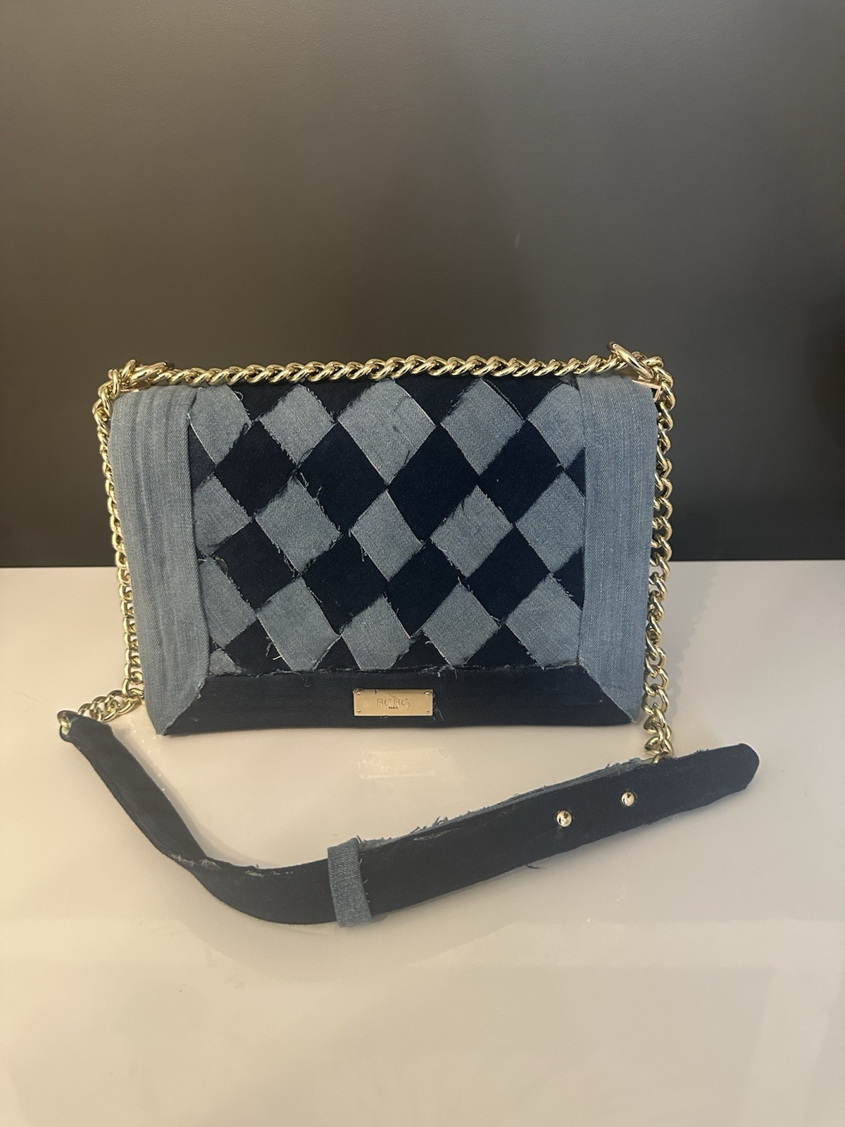 Custom Levis Blue Denim Patchwork Flap Purse BCBG… - image 2