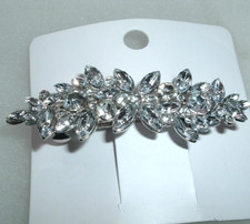 CUBIC ZIRCONIA 3" SILVER HAIR BARRETTE NEW WITH TAG
