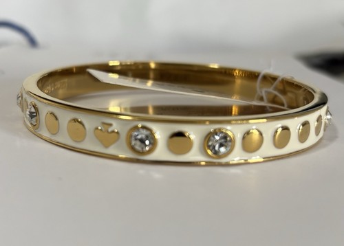 NEW Kate Spade New York Gold Tone Bangle Bracelets Crystal Enamel Spade Accents - Picture 10 of 10