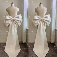 Satin Big Bow with Pin White Ivory Detachable Bride Dress Accessory Custom Color