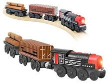 Motorized Train for Wooden Track, 3Pcs Train Toy Set for 3 4 Retro Train