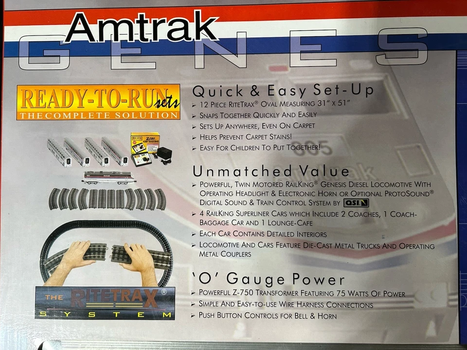 New MTH Rail King 30-4018-0 Amtrak Genesis R-T-R Train Set w/ Horn & Lights - Image 2 of 4