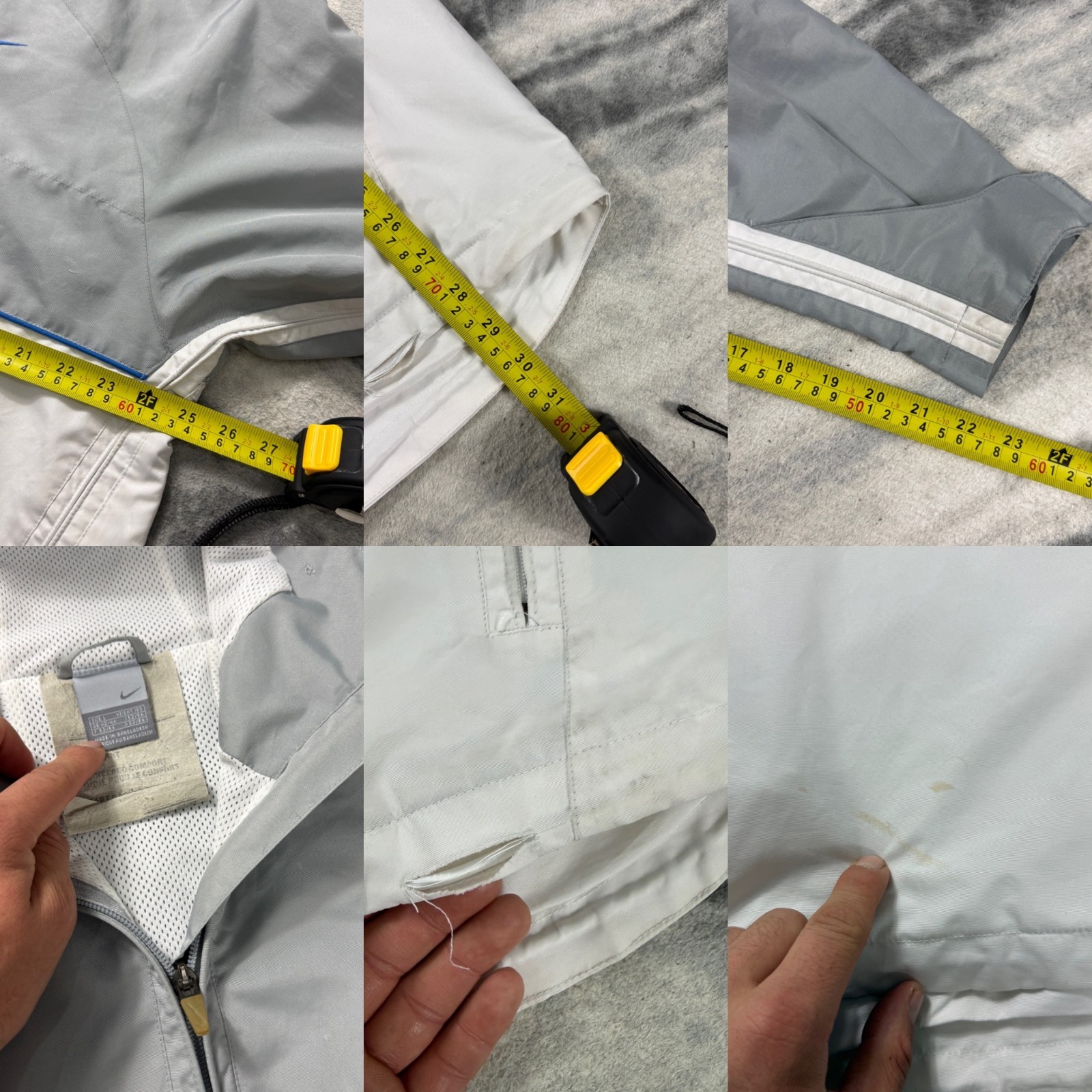 Vintage Nike Athletic 2000s Y2K Grey White Oversized Sz Large Windbreaker Jacket image 7