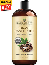 Premium Organic Castor Oil 100 Pure and Hexane-Free Cold-Pressed Beauty 16 fl.