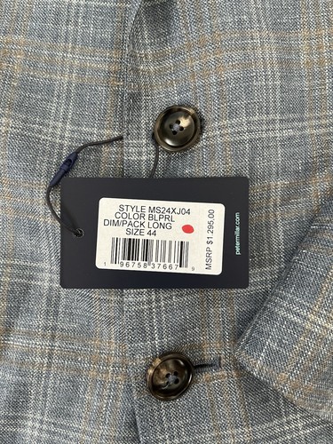 PETER MILLAR Crown Crafted Andover Plaid Sport Coat Blazer Jacket Blue 42L NWT - Picture 7 of 15