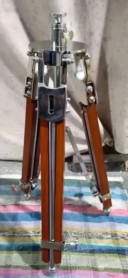 40 inch Wooden Tripod Vintage Theater Stage Industrial Nautical Tripod Stand - Image 3 of 3