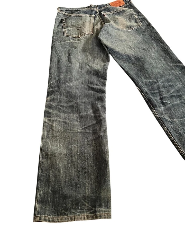 Vintage Levi’s 502 Dark Blue Leather Patch Jeans - Image 3 of 4