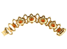 Vintage Victorian Revival Bracelet Crystal MOP Inlay .8*7.5 In