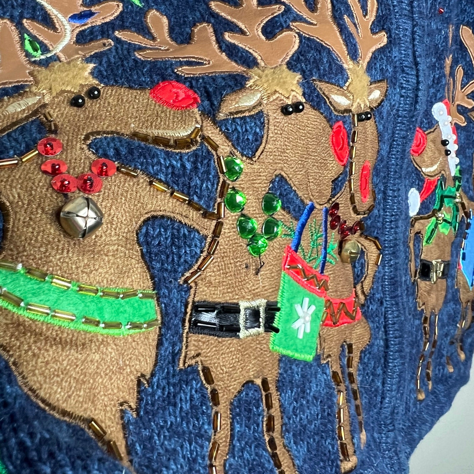 Vtg Classic Elements Sweater Jacket Medium Reinde… - image 5