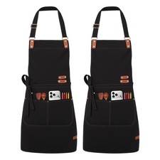 2 PCS Professional Aprons for Men Women with Pockets, Waterproof Canvas Apron...