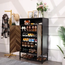 Shoe Storage Cabinet with Doors &8-Tier Shoe Rack Storage Organizer Freestanding