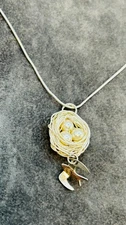 BNWOT SILVER PLATED Bird & Nest Pendant & snake chain with gift bag