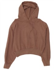 Zara Womens Crop Hoodie Jumper UK 14 Medium Beige Viscose BH07