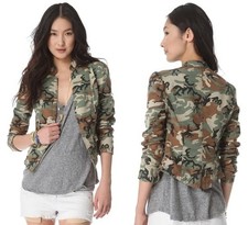 Free People Cam Blazer 3-Button Jacket Field Military Sz 4 Structured Silhouette
