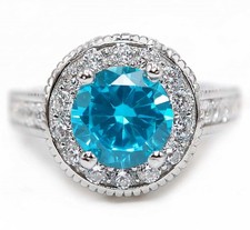 5CT Aquamarine  White Topaz 925 Solid Sterling Silver Ring Jewelry Sz 6