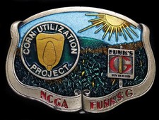 TE09107 VINTAGE 1970s CORN UTILIZATION PROJECT FUNK'S G HYBRID BELT BUCKLE