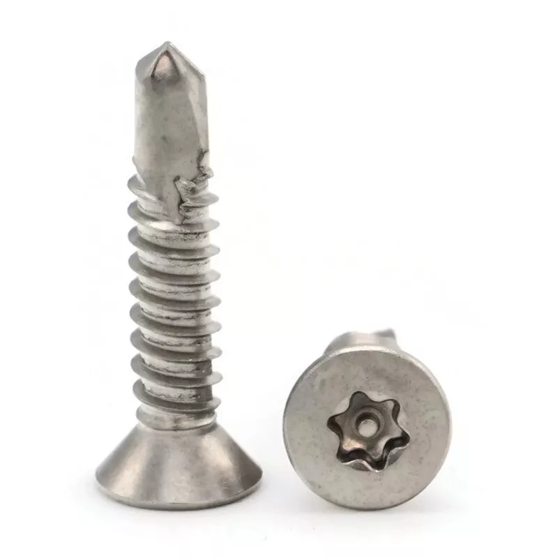 12 Stainless Steel Torx Star With Pin Security Flat Head Self Drilling Screws
