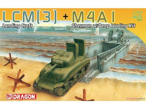 Barge débarquement LCM(3) et M4A1 Sherman WWII - 1/72 - DRAGON 7516 - Afbeelding 1 van 1