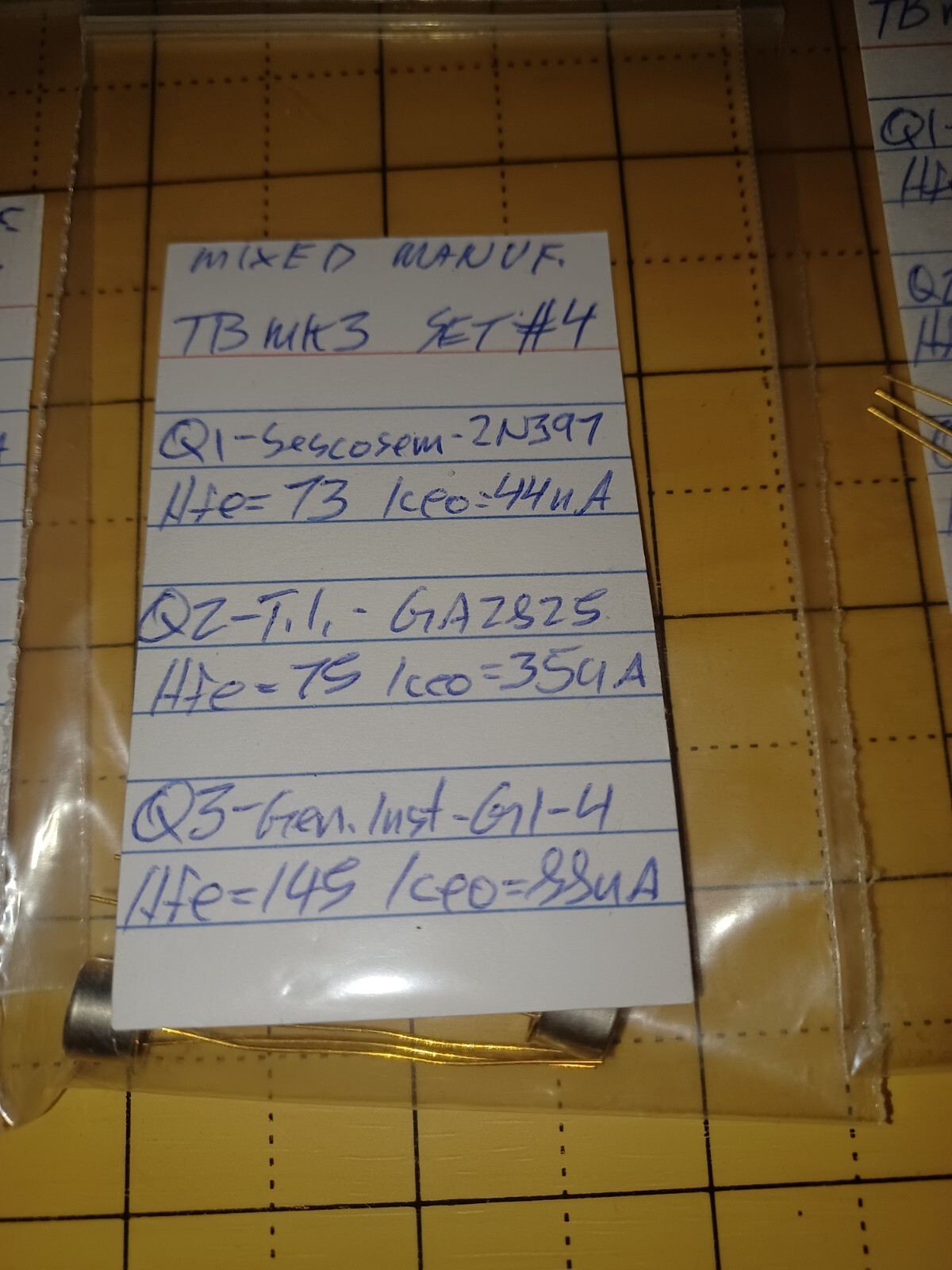 Tonebender MKIII PNP Ge. Transistor Set/Req.Specs/NOS/Mixed Manufacturers 