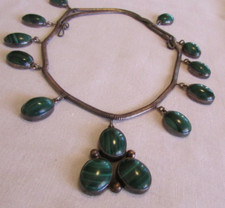 Sterling Silver and Malachite Necklace 