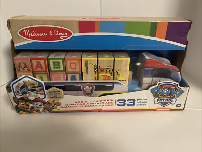 Melissa & Doug PAW Patrol Wooden ABC Block Truck Nickelodeon 33PCS---DAMAGED BOX