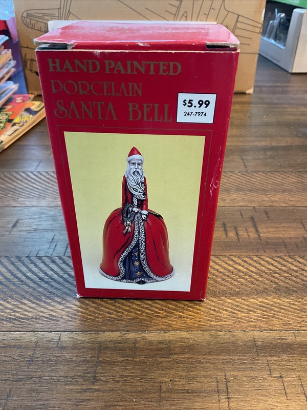 Hand Painted Porcelain Santa Bell 1993 Fabri-centers Of America