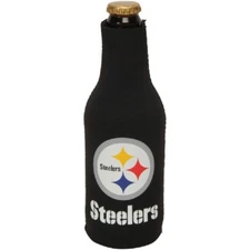Pittsburgh Steelers NFL Black Zippered 12oz. Bottle Koozie Cooler