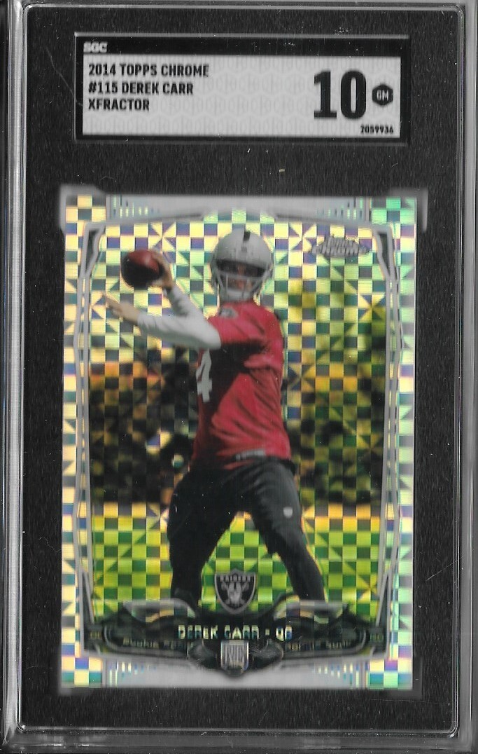 SGC 10 GEM MINT 2014 Topps Chrome X-fractor DEREK CARR Rookie RC #115
