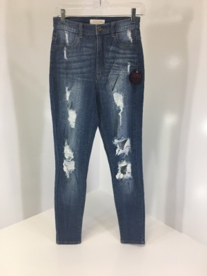 APHRODITE WOMEN'S HIGH WAIST DESTROYED SKINNY JEANS MEDIUM WASH SIZE 9 NWT