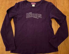Woman’s Y2K Sacramento Kings Long Sleeve Bling Shirt Size Medium NBA Made In USA