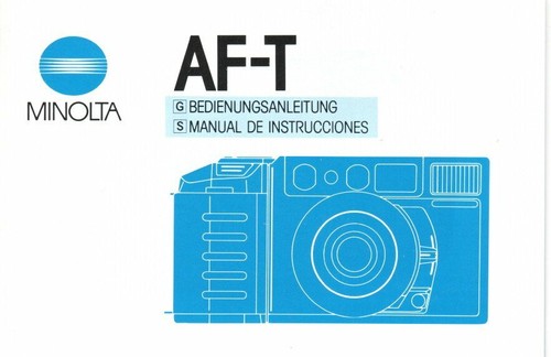 Minolta AF-T 35mm film camera owner's manual (German & Spanish) 46 pages/1985 - Afbeelding 1 van 4