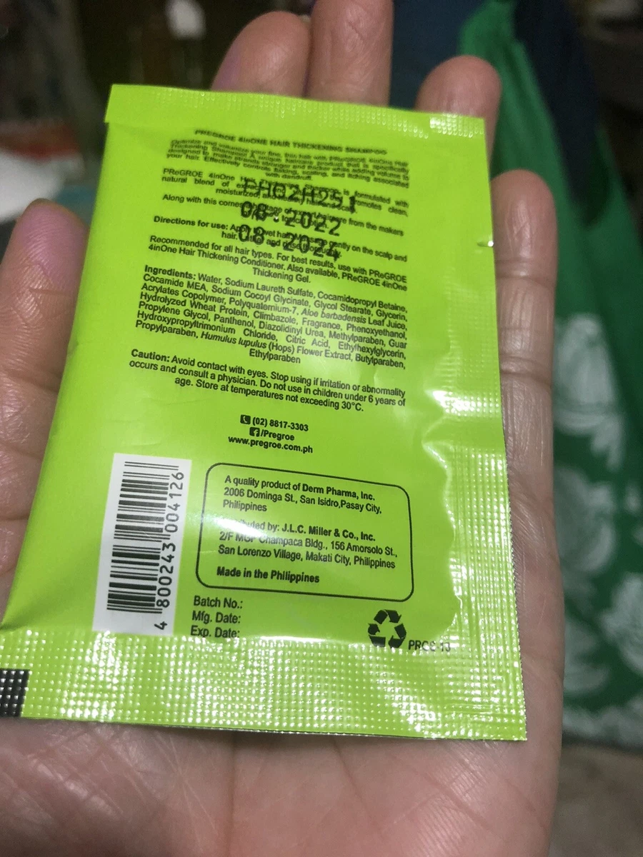 Pregroe thickening shampoo small sachet 9mL made in the Philippines | eBay