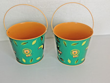 Metal Pail Bucket Set Animal Design NWT Set 2 Beach Learn Play 6.5"H 8 1/2" W